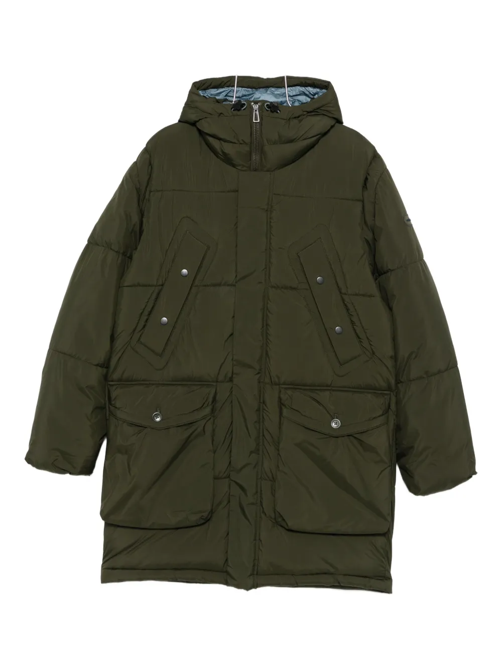 Paul Smith Quilted Hooded Long Parka Coat In Gray