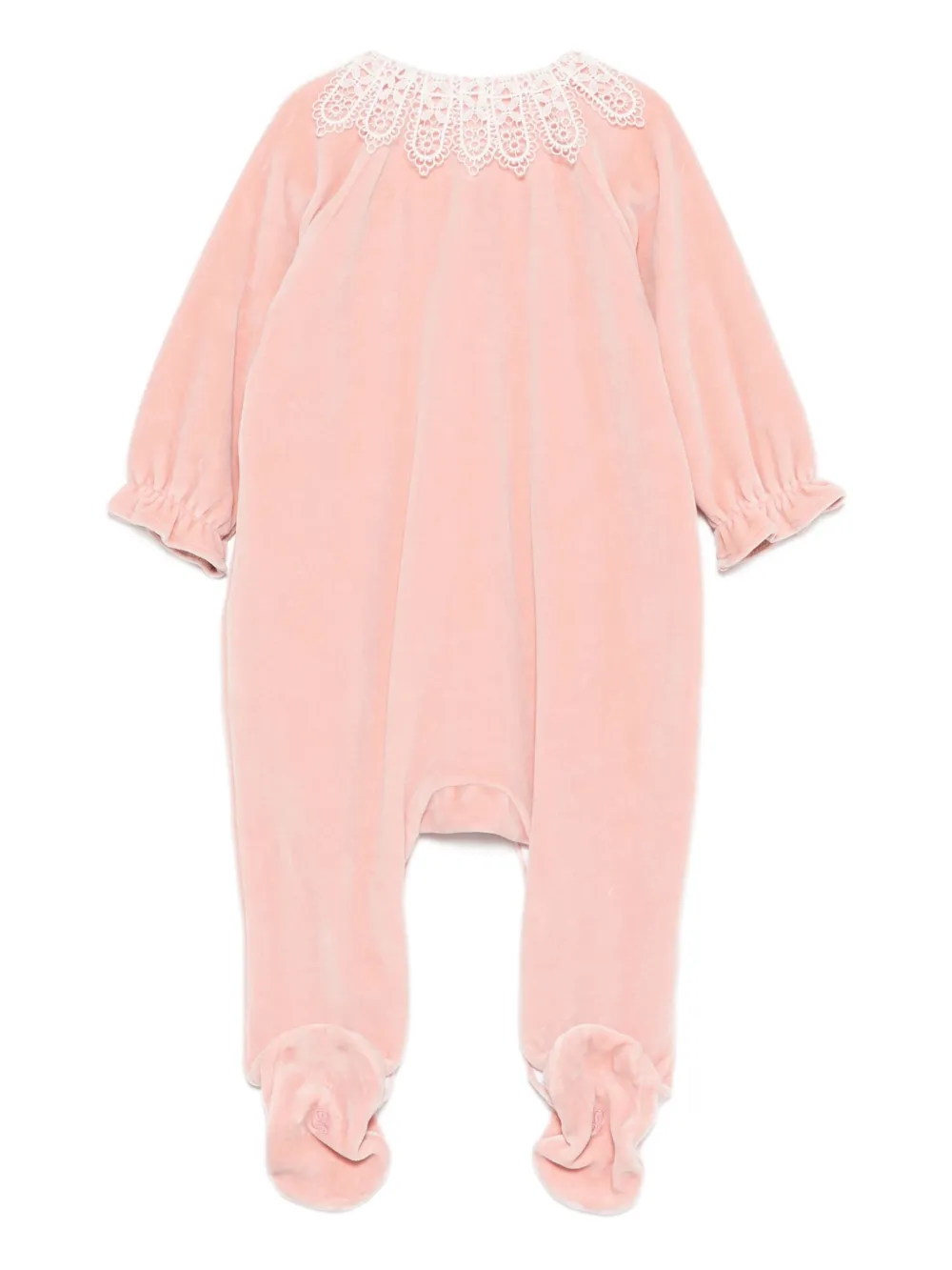 Tartine Et Chocolat lace-collar velvet pajama - Roze