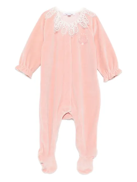 Tartine Et Chocolat lace-collar velvet pajama