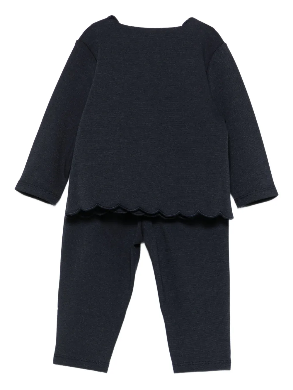 Tartine Et Chocolat Scalloped-trim Jersey Leggings In Blue