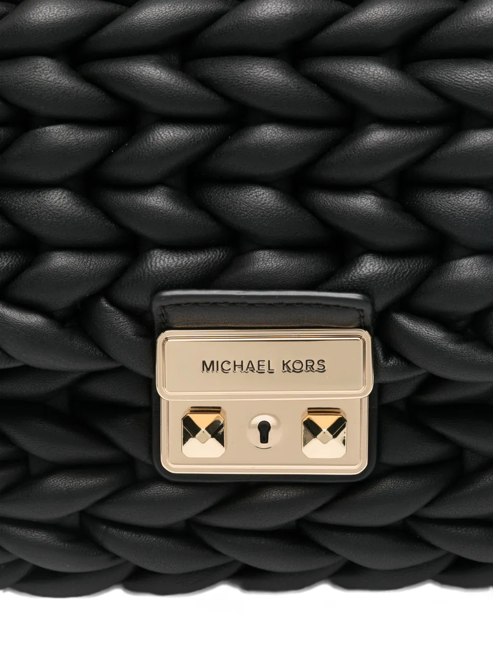 Michael Michael Kors Braided-leather Chain-strap Satchel Bag In Black