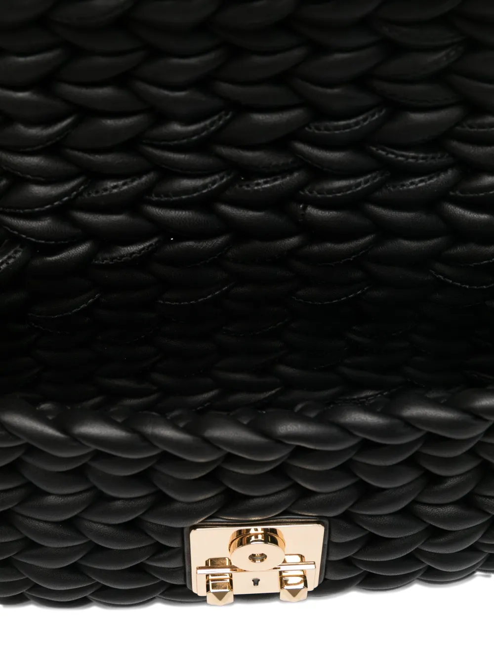 Michael Michael Kors Braided-leather Chain-strap Satchel Bag In Black