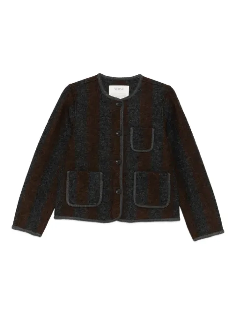 YERSE striped patch-pocket cardigan
