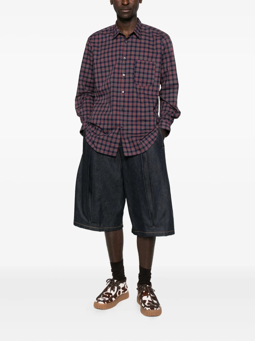 Comme Des Garçons Shirt Check-pattern Shirt In Brown