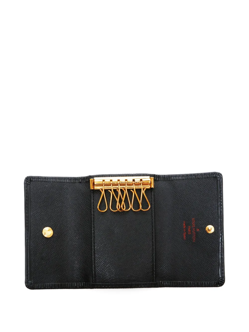 Pre-owned Louis Vuitton 2004 Leather Keycase In Black