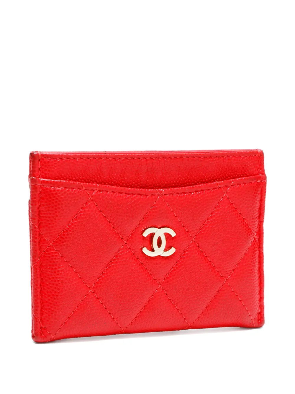 Pre-owned Chanel 2019 Matelasse Cc Mark Cardcase In Red