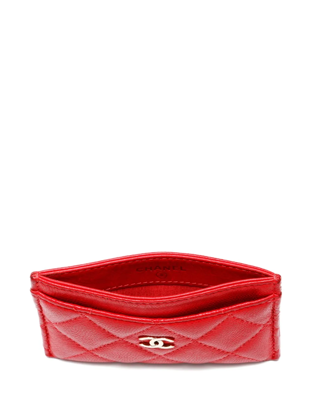 Pre-owned Chanel 2019 Matelasse Cc Mark Cardcase In Red