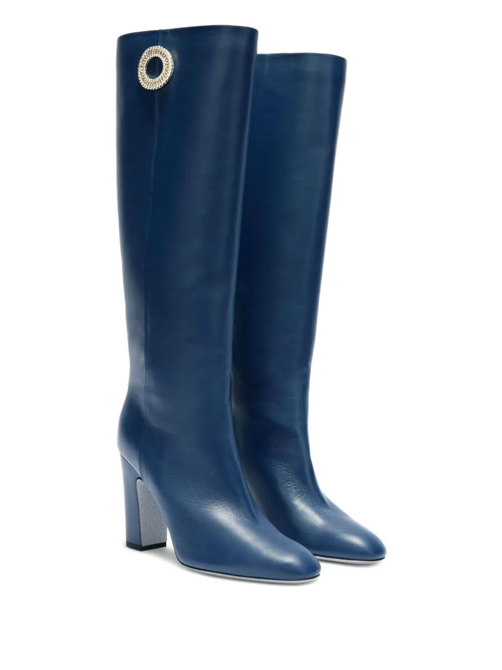 Genny 90mm crystal-embellished leather knee-high boots | Knee-High Boots | Image 2