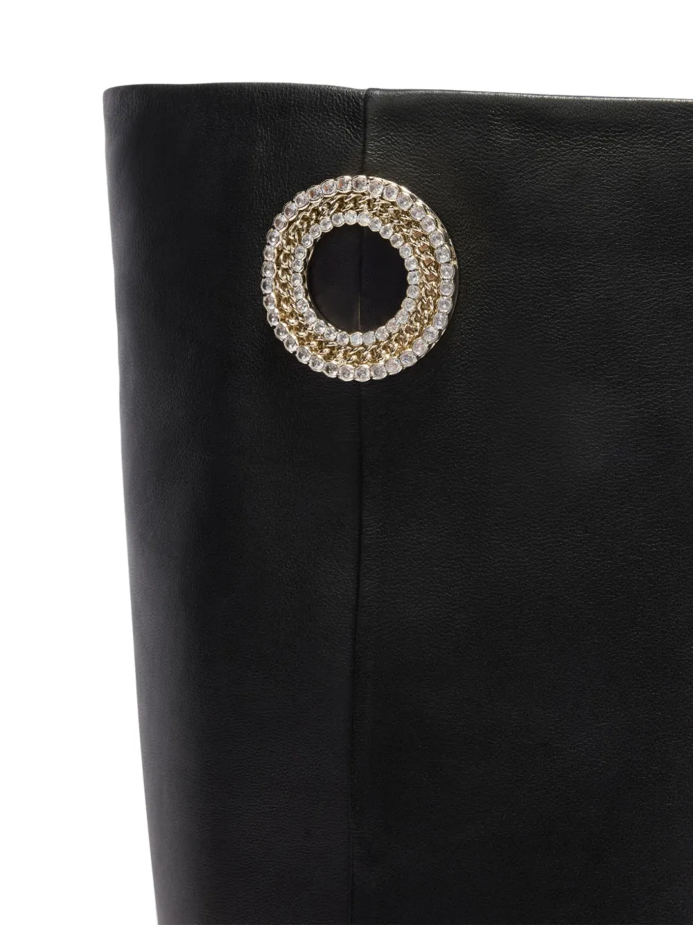 Genny 90mm Embellished Leather Knee-high Boots In Black