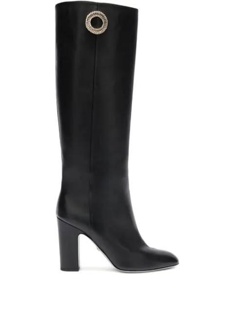 Genny 90mm embellished leather knee-high boots