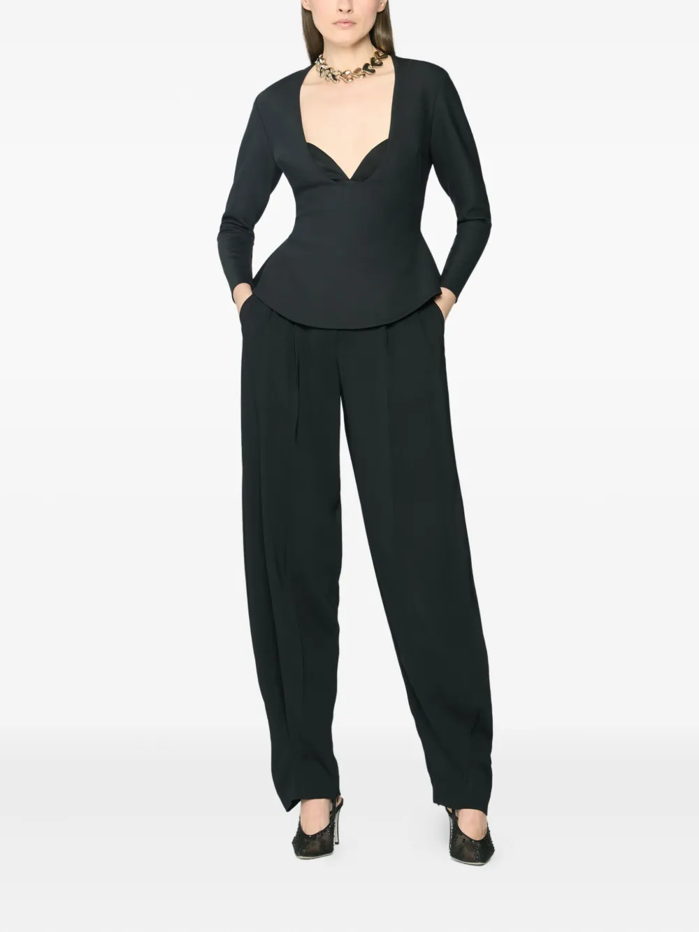 Genny Peplum top - Zwart