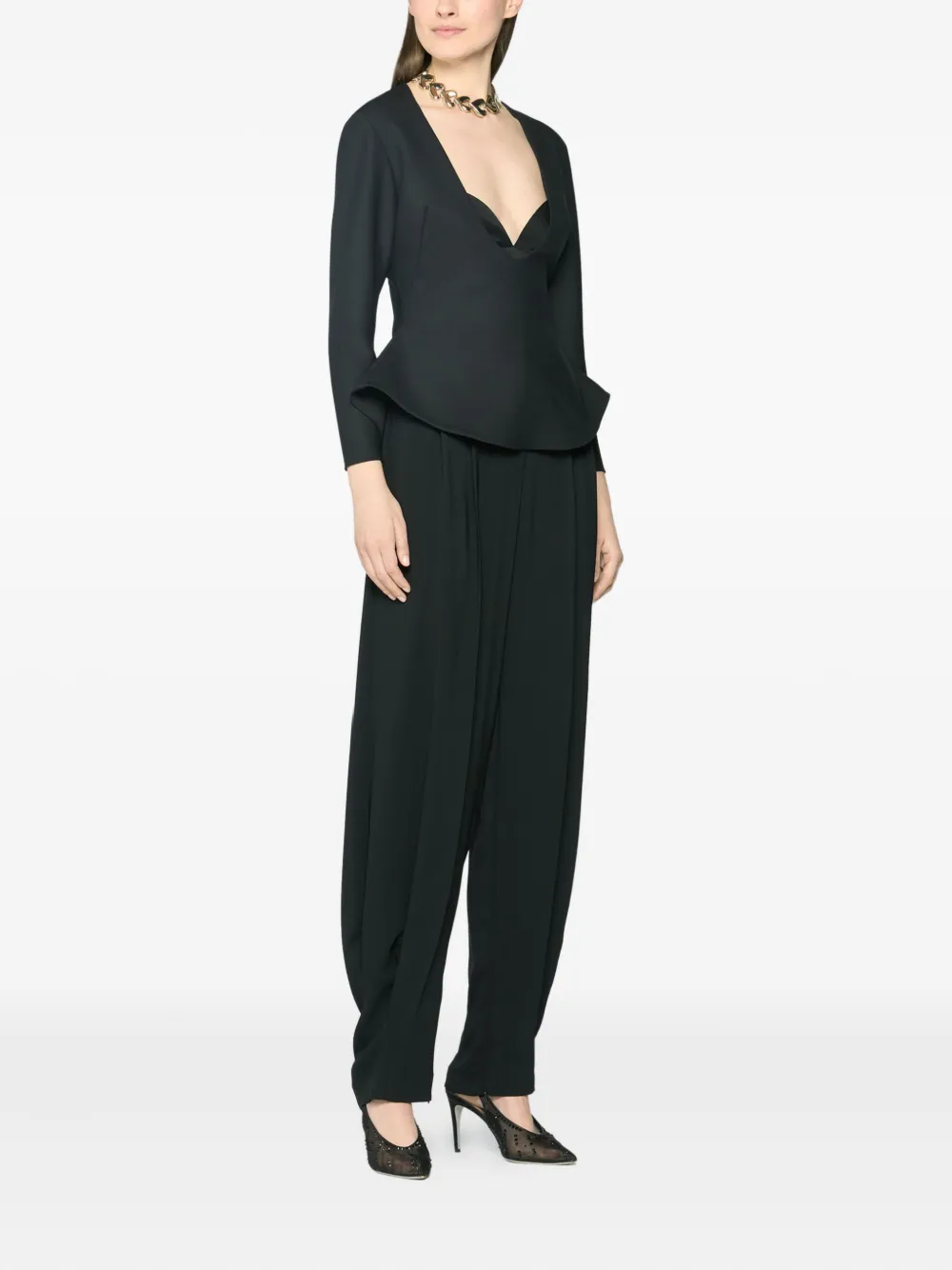 Genny Peplum Top In Black
