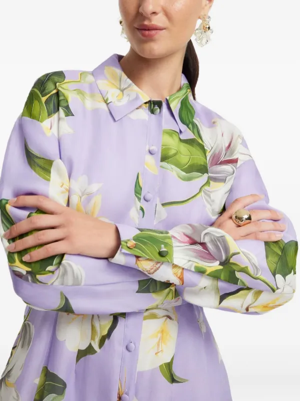 Leo Lin Josephine Buttoned Floral Maxi Dress | Purple | FARFETCH Leo Lin Josephine Buttoned Floral Maxi Dress | Purple | FARFETCH