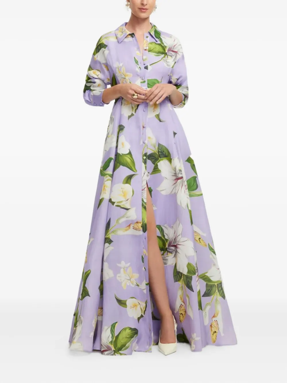 Leo Lin Josephine buttoned floral maxi dress - Paars