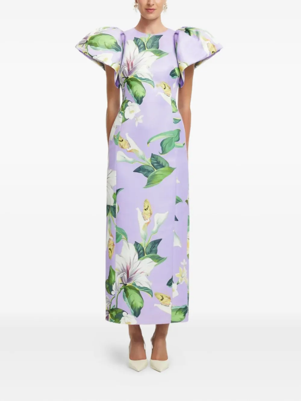 Leo Lin Lucinda puff-sleeve floral maxi dress - Paars