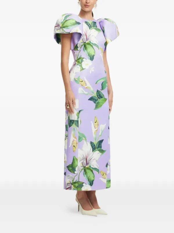 Leo Lin Lucinda puff-sleeve Floral Maxi Dress | Purple | FARFETCH