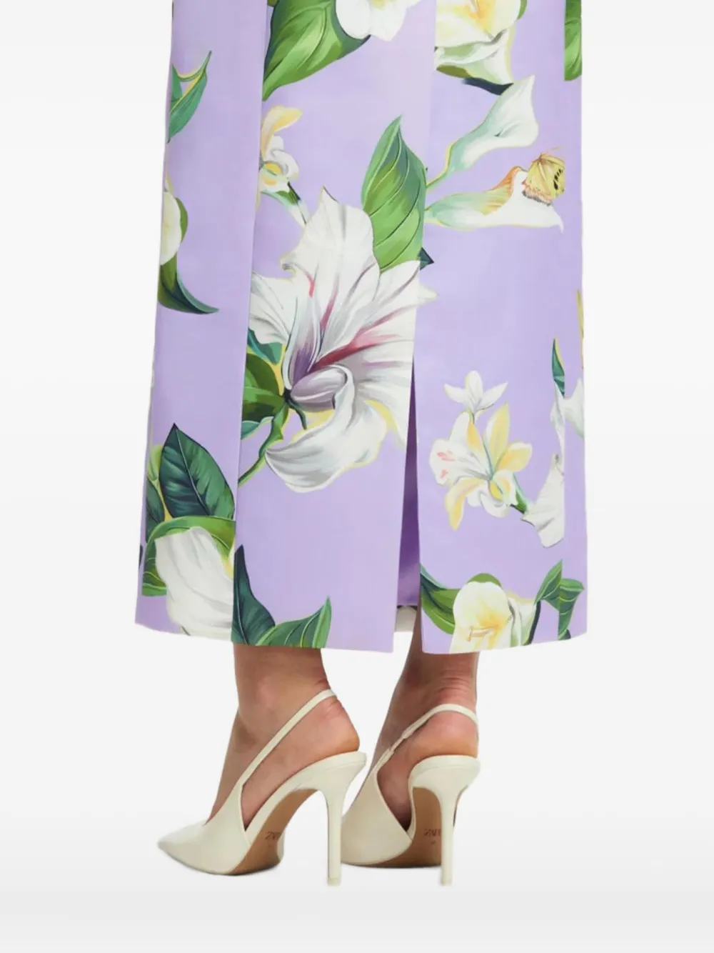 Leo Lin Lucinda maxi-jurk met pofmouwen en bloemen Paars