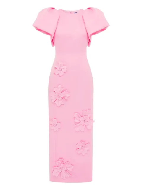 Leo Lin Lucinda floral-appliqué puff-sleeve maxi dress