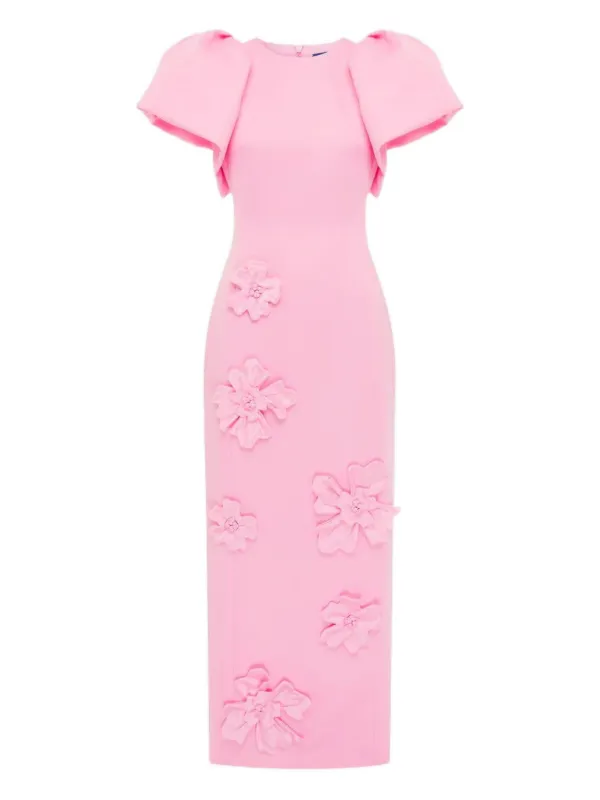 Leo Lin Lucinda floral-appliqu puff-sleeve Maxi Dress | Pink | FARFETCH