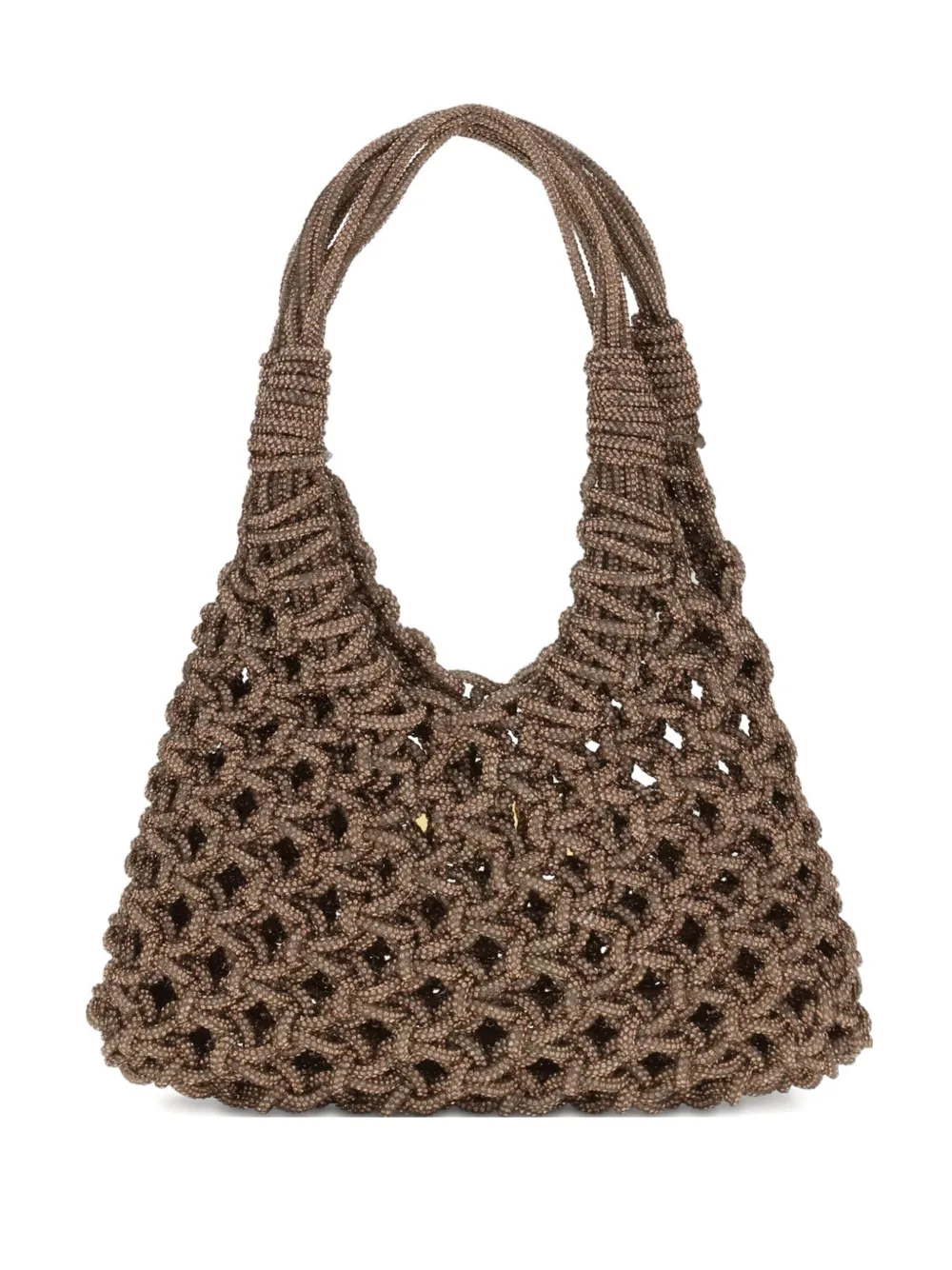 Hibourama crystal-embellished woven shoulder bag | Brown | Image 1