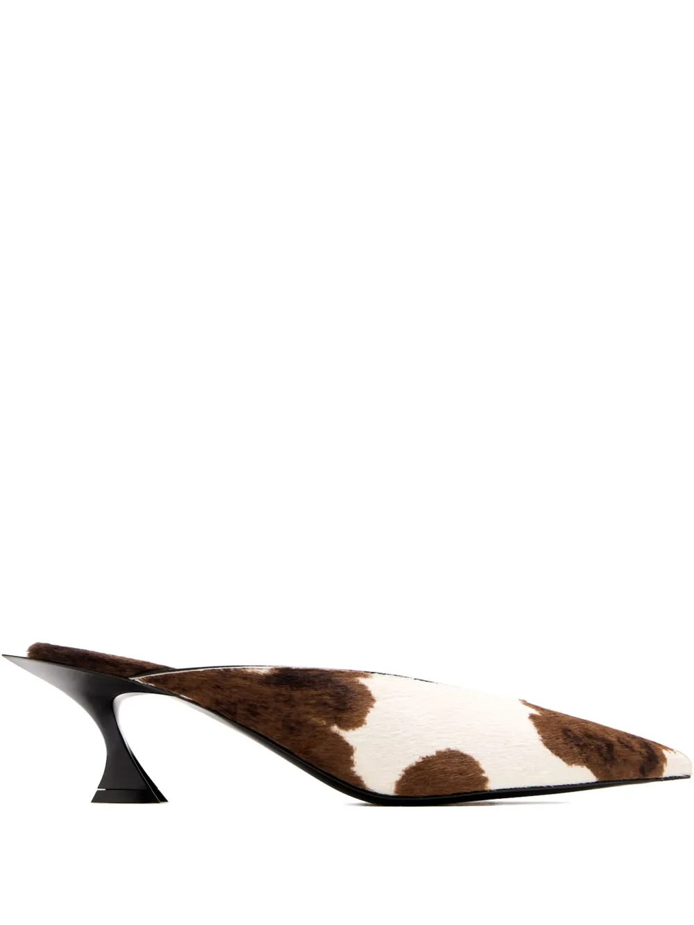 Mugler 55 Fang Cowhide Pointed-toe Mules In Brown