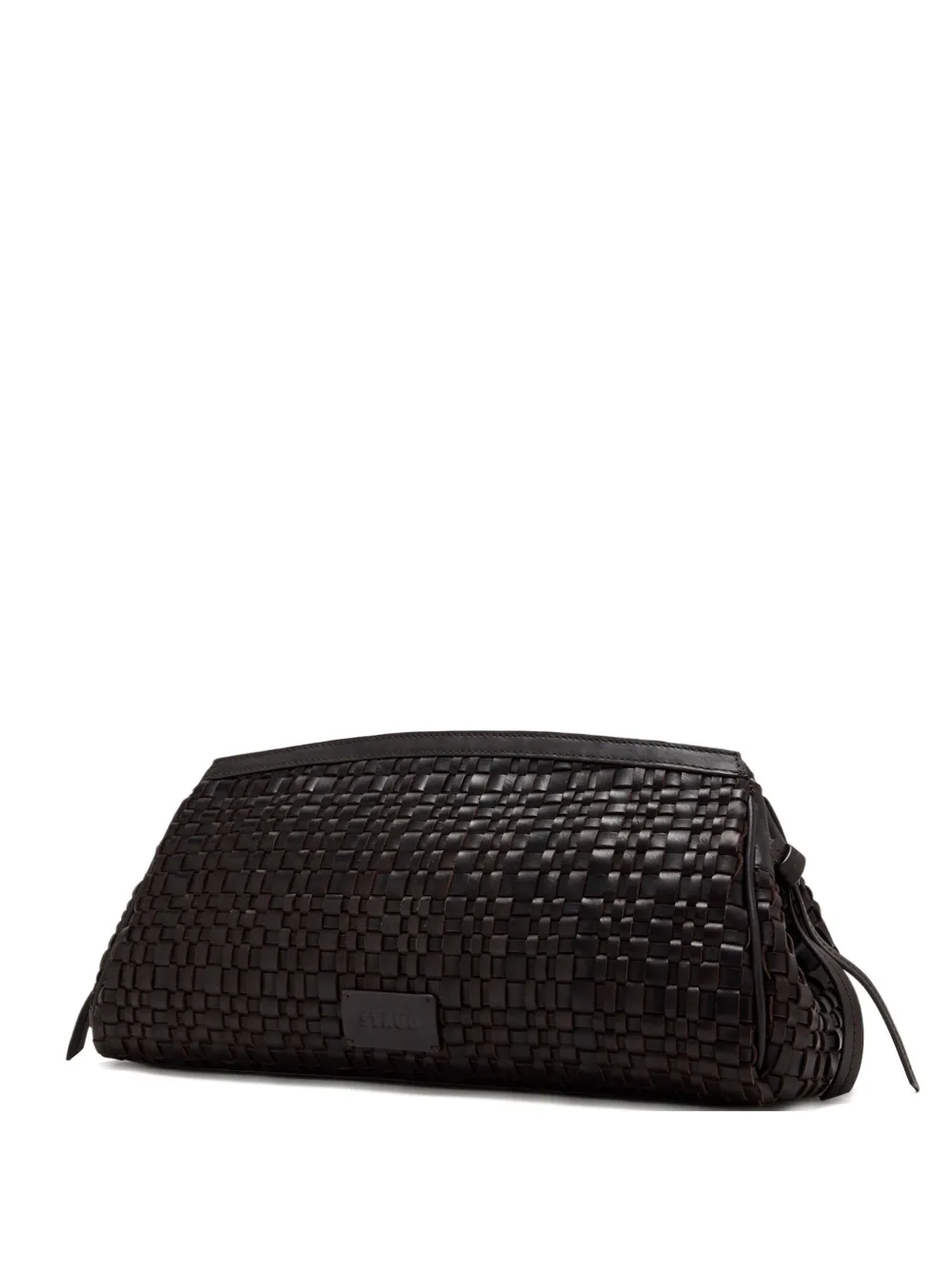Staud Maude Woven Leather Clutch Bag In Black