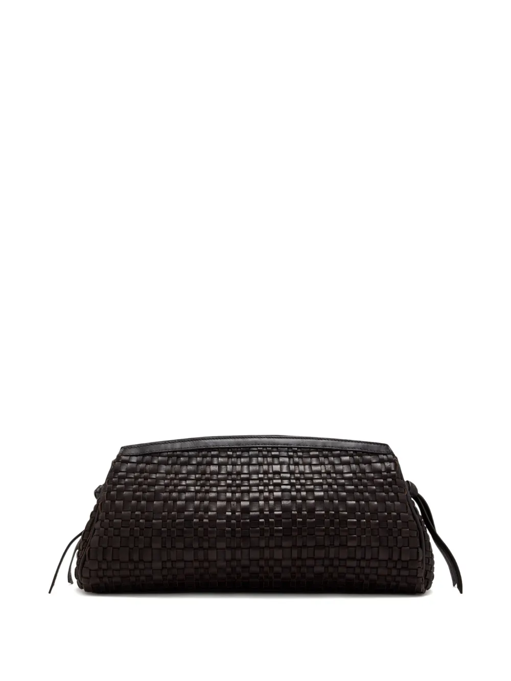 STAUD Maude woven leather clutch bag - Zwart