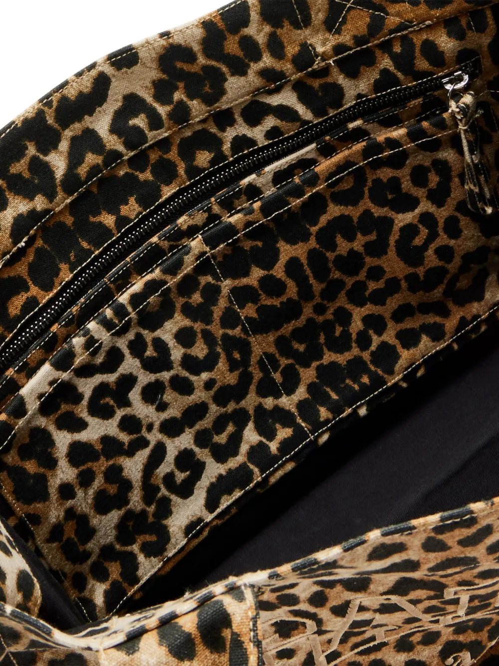 Ganni Womens Leopard Easy Shopper Large Recycled-cotton Tote Bag