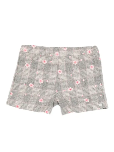 Tartine Et Chocolat floral-embroidered checked shorts