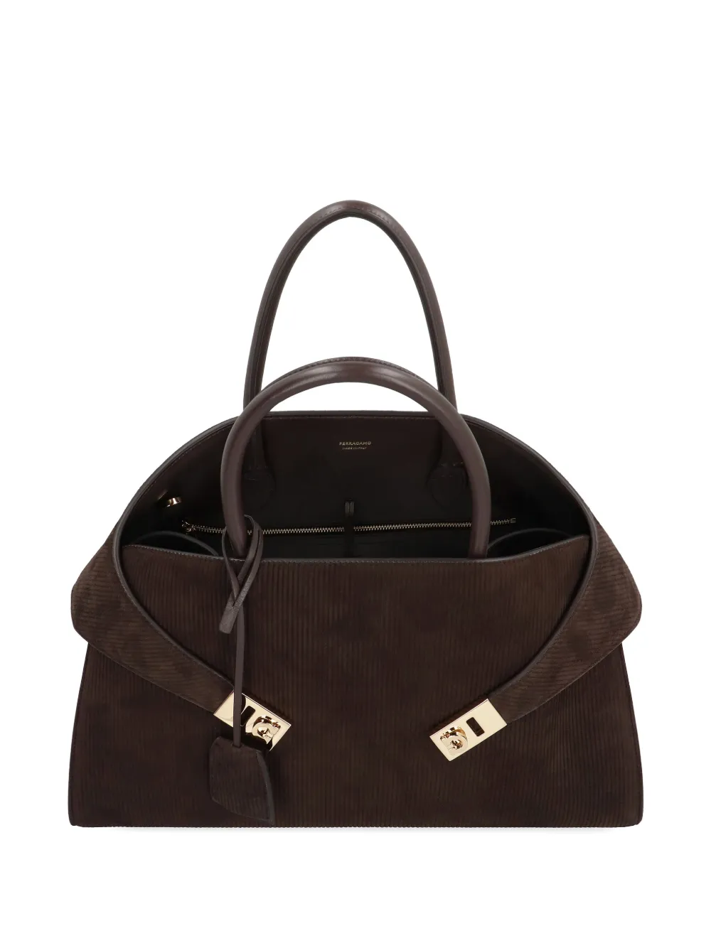 Ferragamo Hug grote handtas Bruin