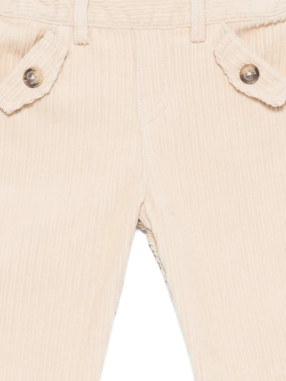 Tartine Et Chocolat Ribfluwelen broek met knoopdetail Beige