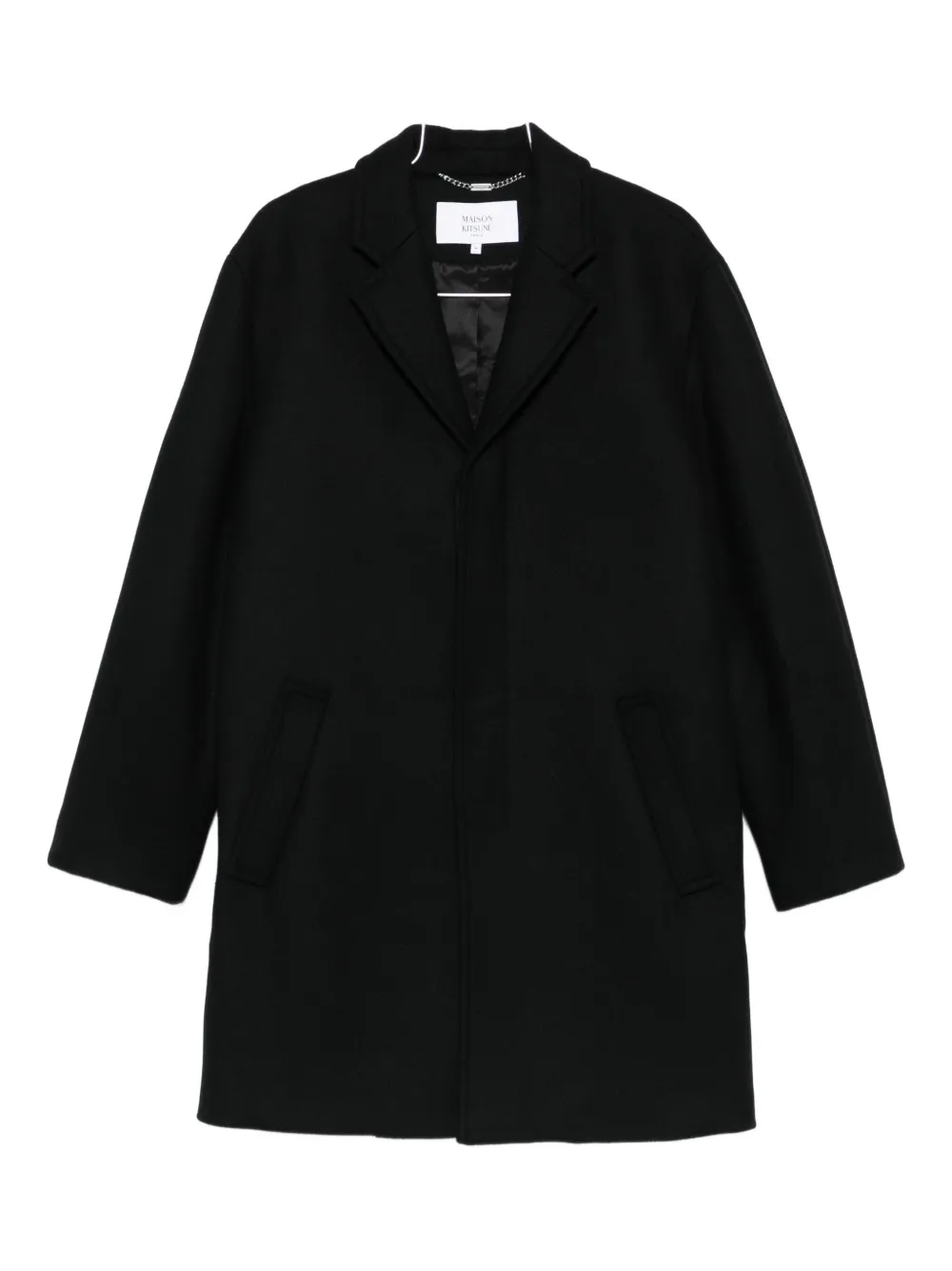 Maison Kitsuné lapel welt-pocket coat - ブラック Maison Kitsuné lapel welt-pocket coat - ブラック