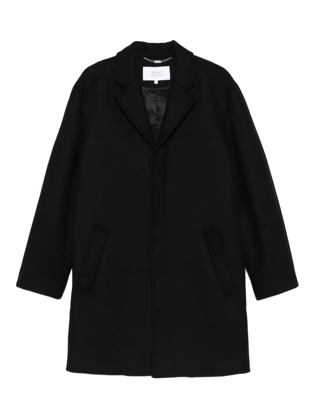 Maison Kitsuné lapel welt-pocket coat - ブラック Maison Kitsuné lapel welt-pocket coat - ブラック