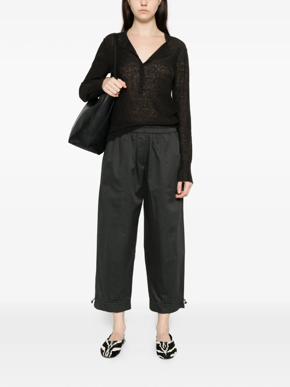 PSOPHIA Cropped broek met trekkoord - Zwart