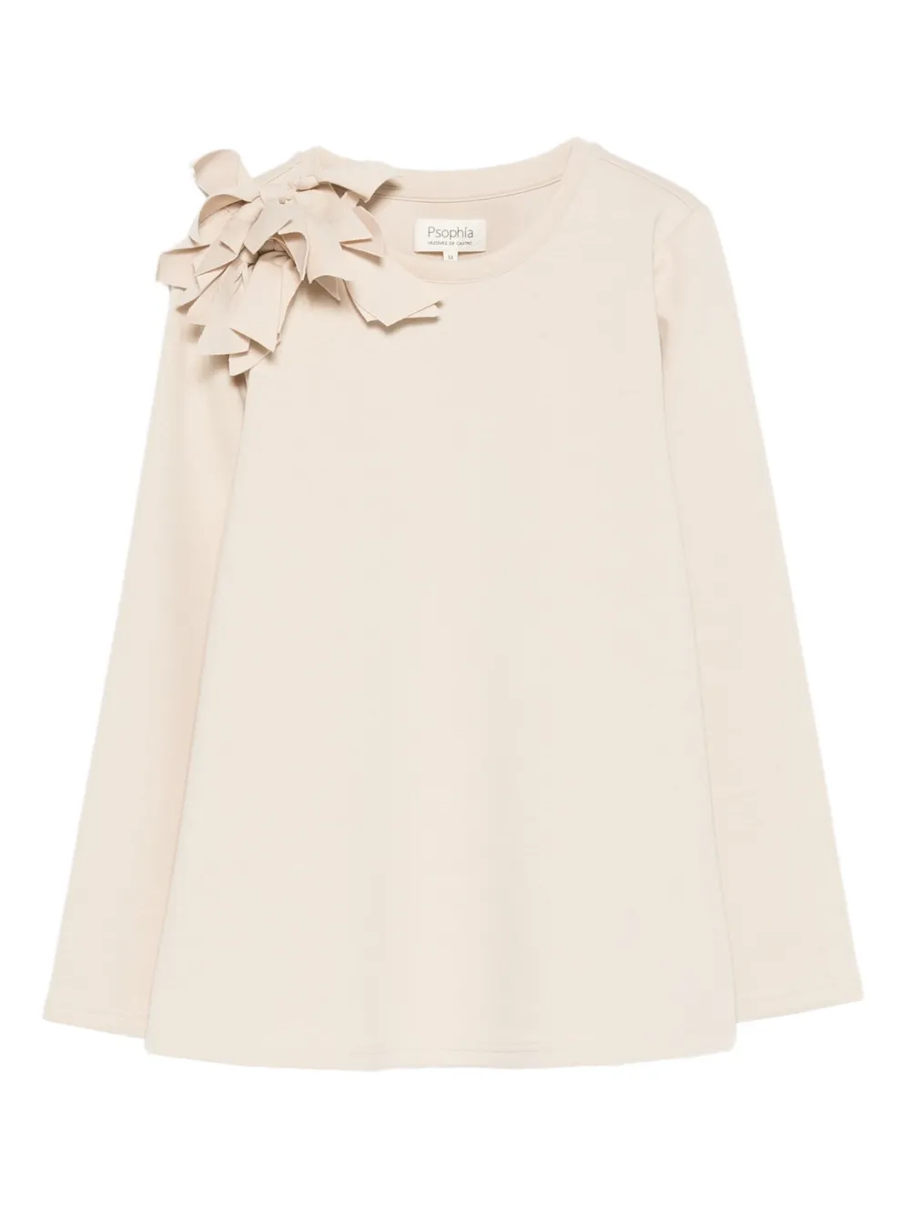 Psophia Bow-embellished T-shirt In Neutral