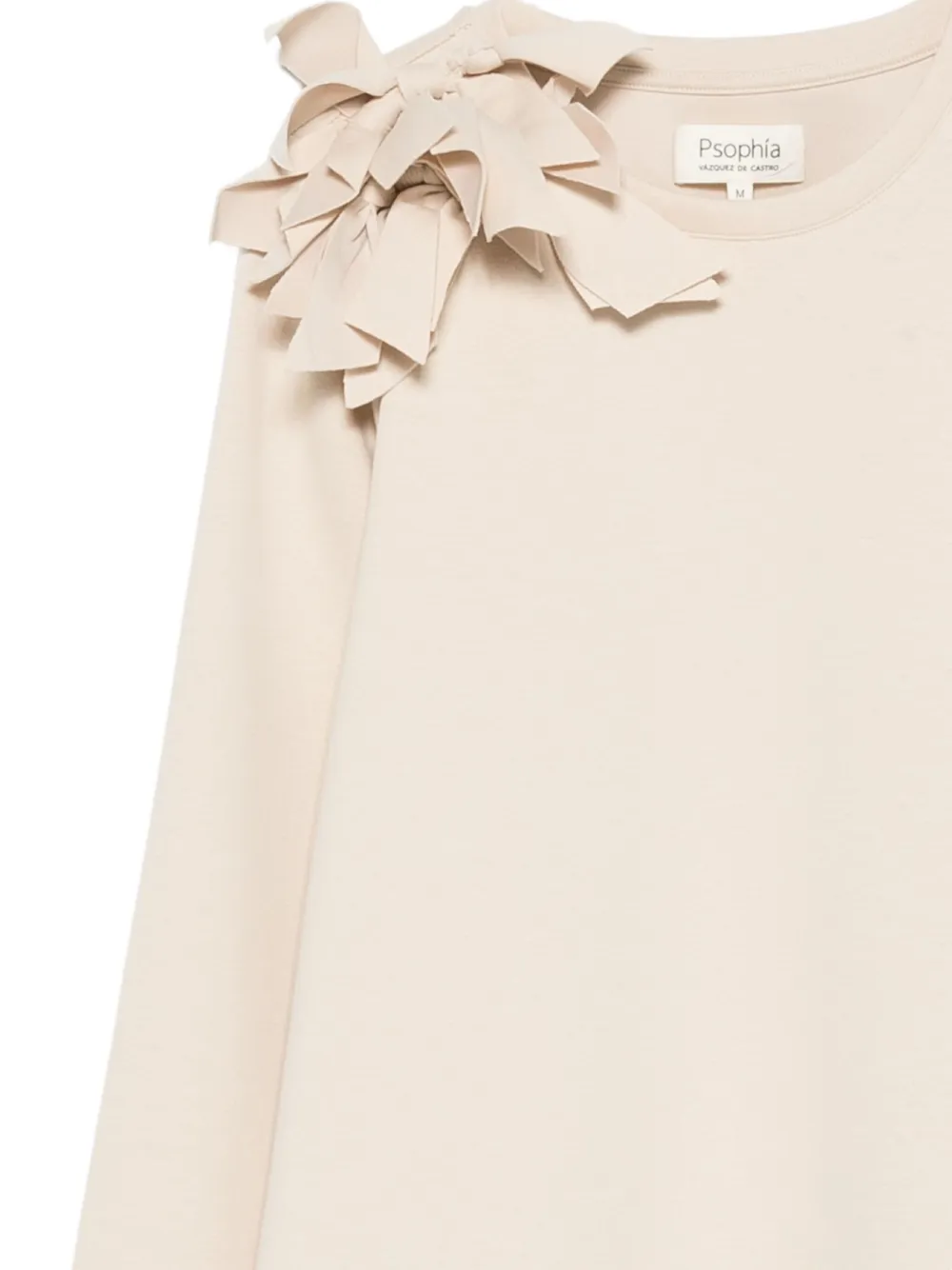 Psophia Bow-embellished T-shirt In Neutral