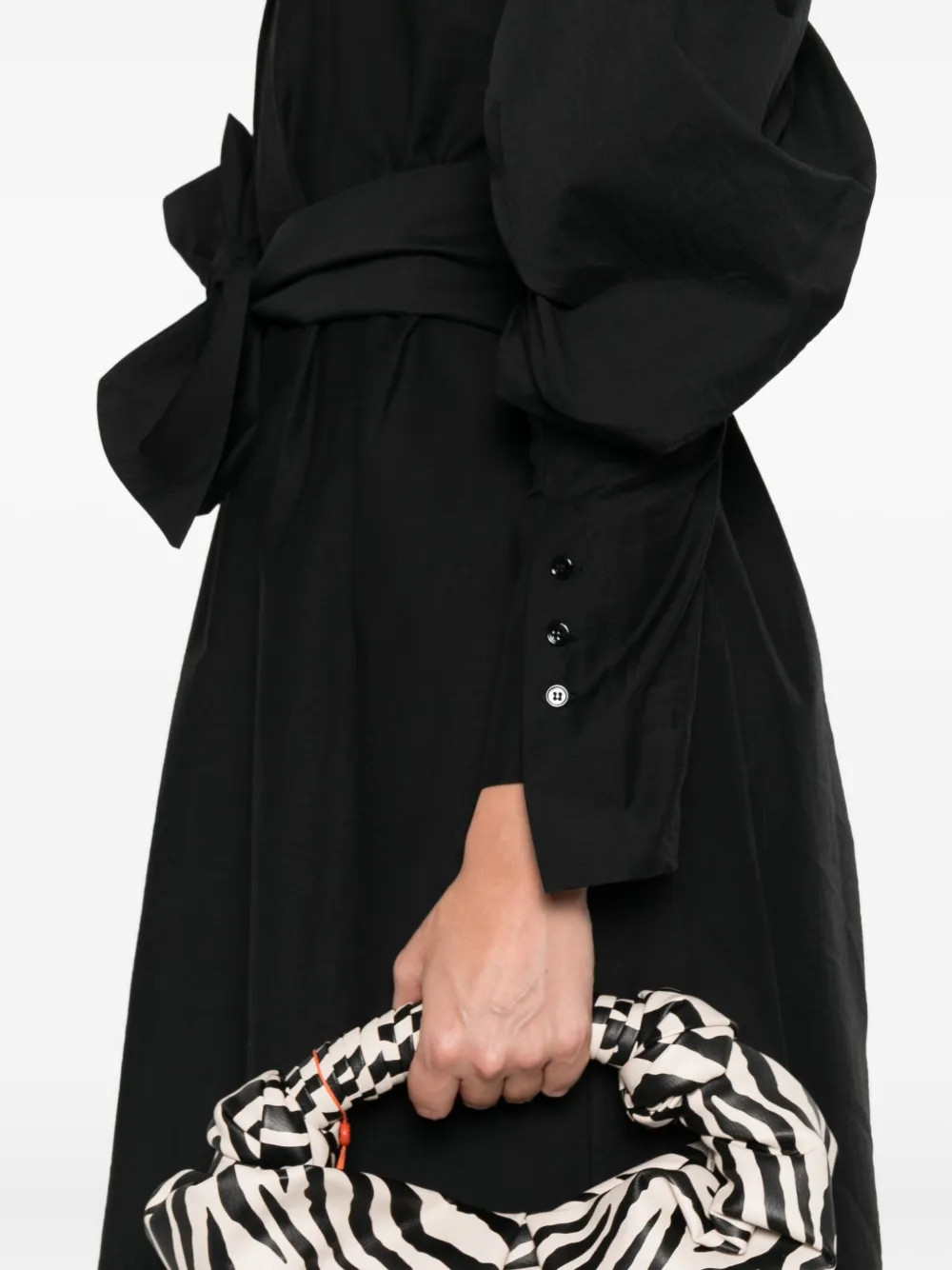 Psophia Ruched-detail Belted Midi Dress In Black