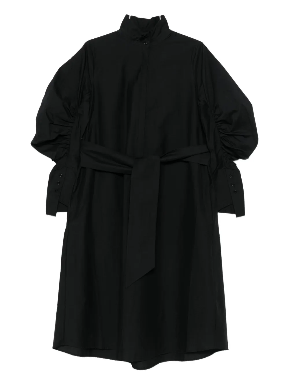 Psophia Ruched-detail Belted Midi Dress In Black