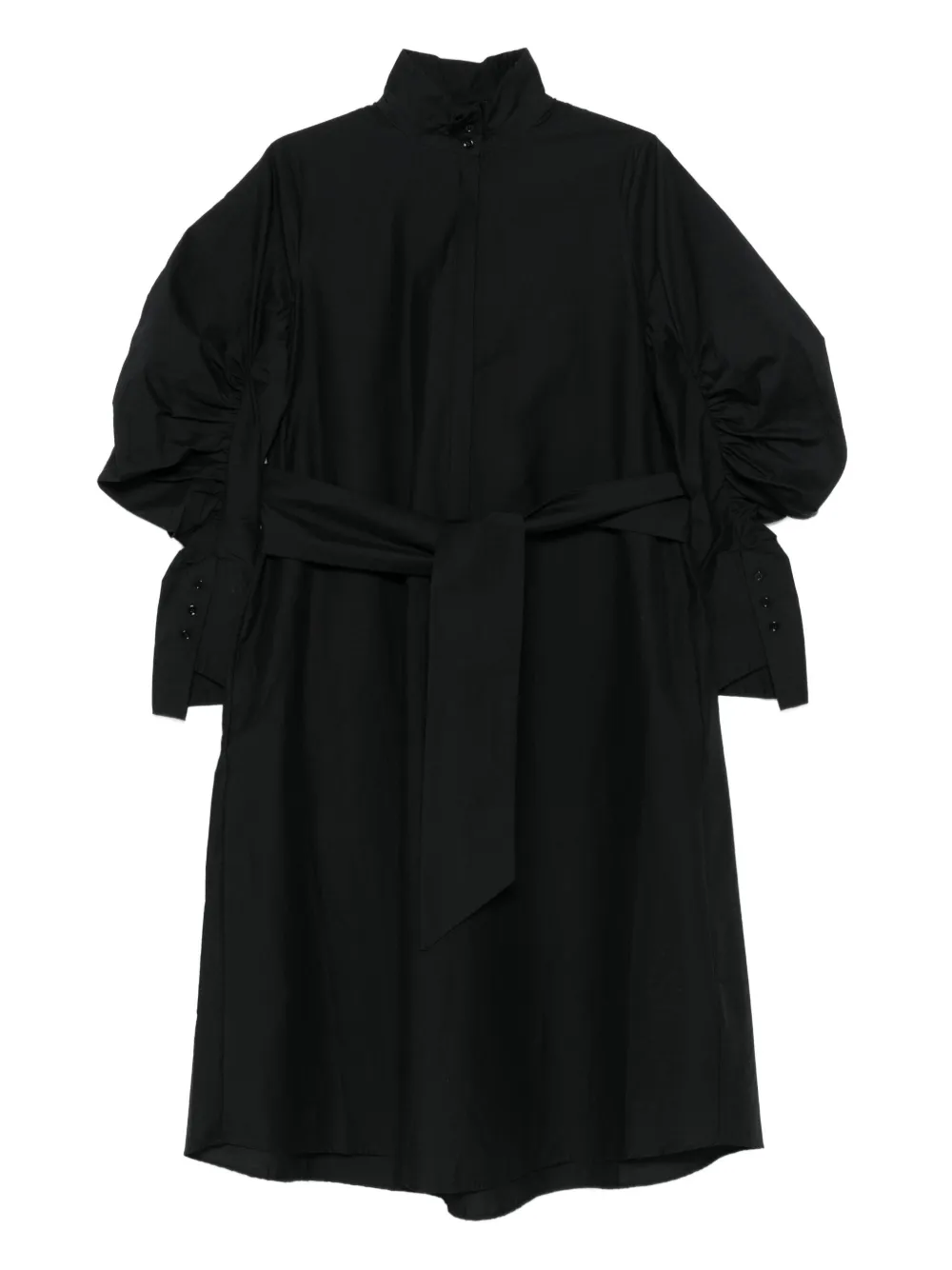 PSOPHIA Gerafftes Midikleid mit Gürtel | Schwarz | Image 1