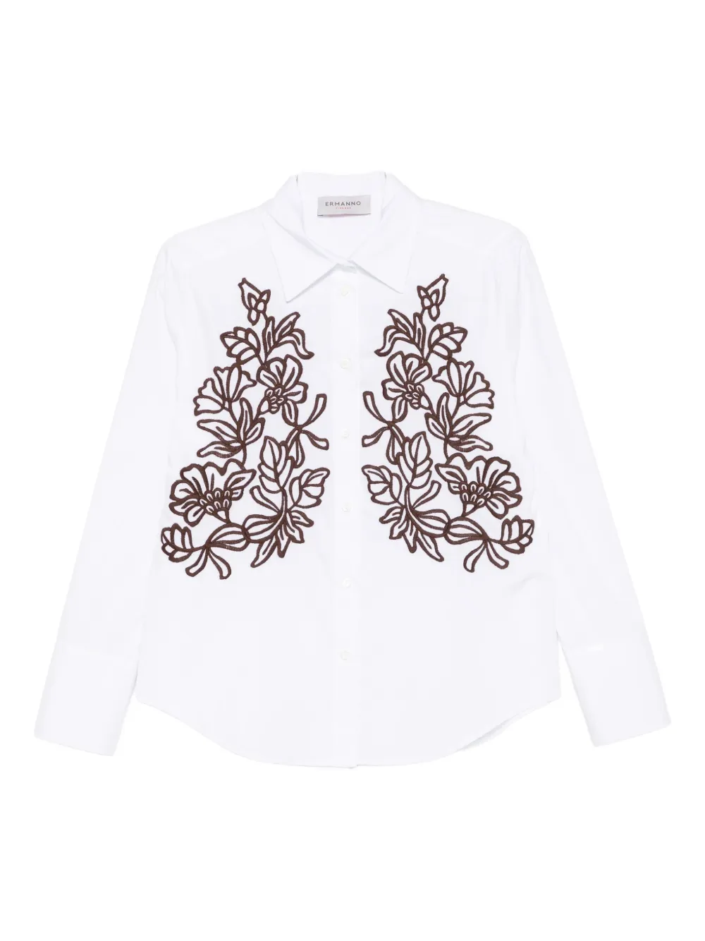 Ermanno Firenze Floral-embroidered Shirt In White