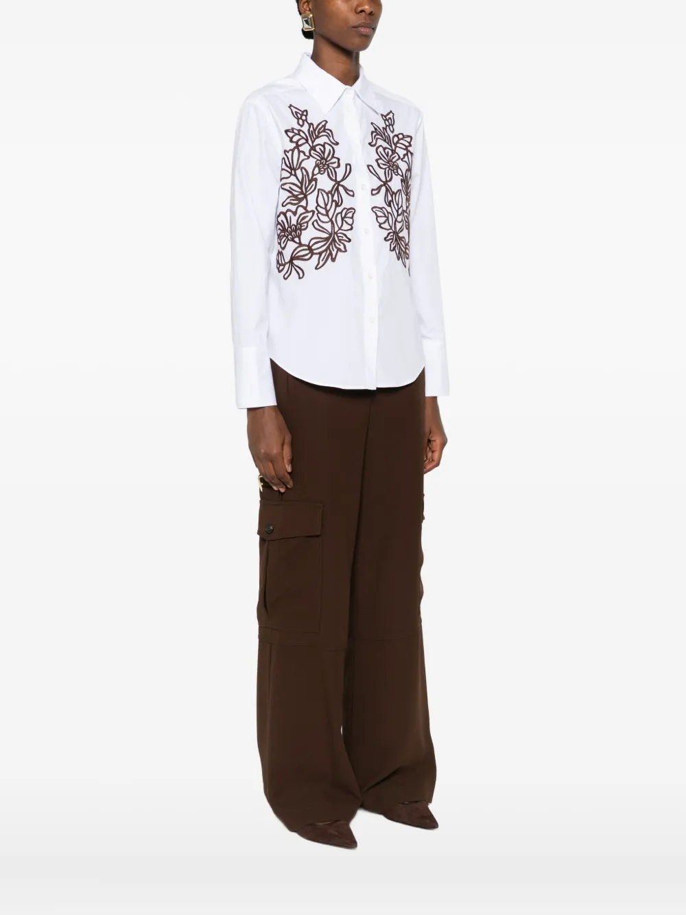 Ermanno Firenze Floral-embroidered Shirt In White