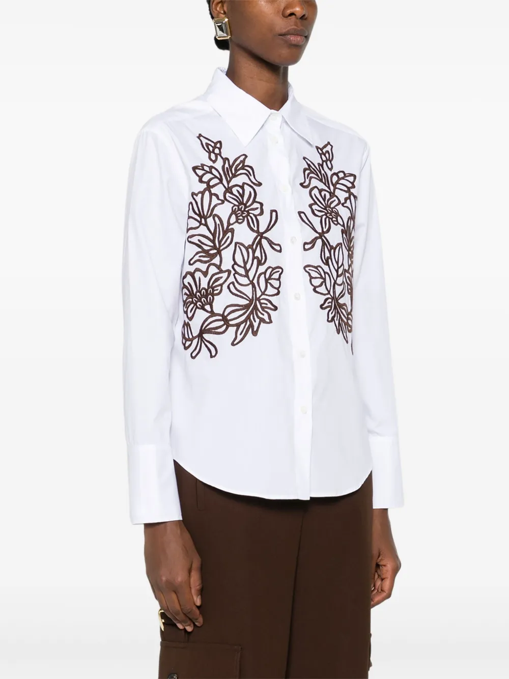 ERMANNO FIRENZE Blouse met geborduurde bloemen Wit