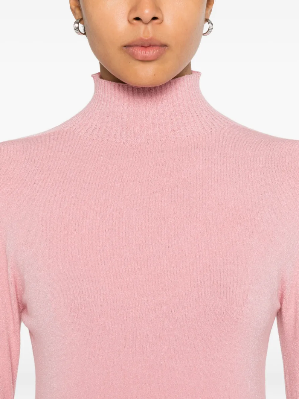 ERMANNO FIRENZE Gebreide trui met ruches en hoge hals Roze