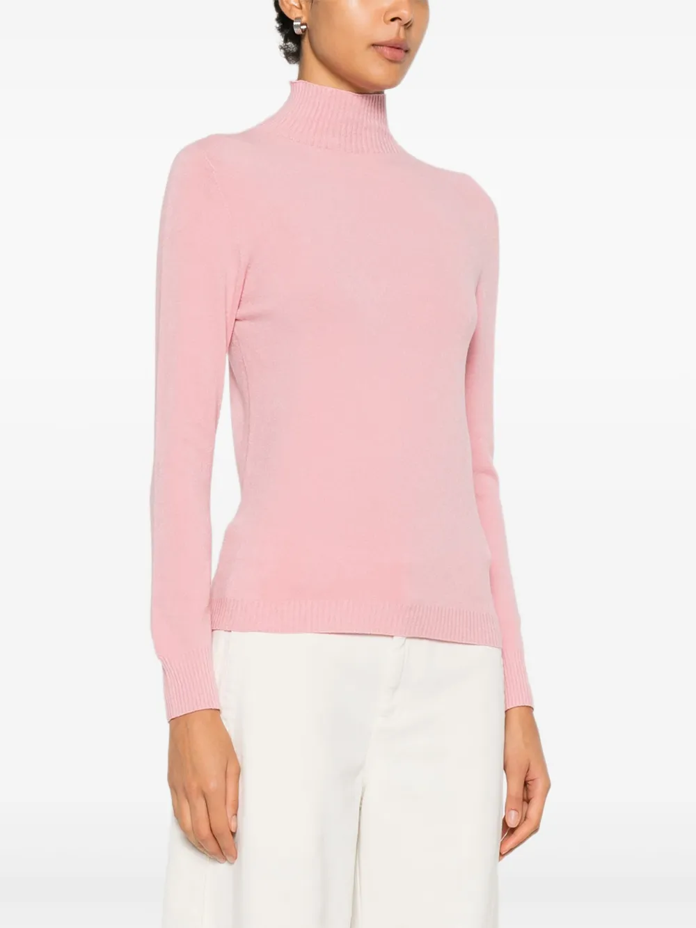 ERMANNO FIRENZE Gebreide trui met ruches en hoge hals Roze
