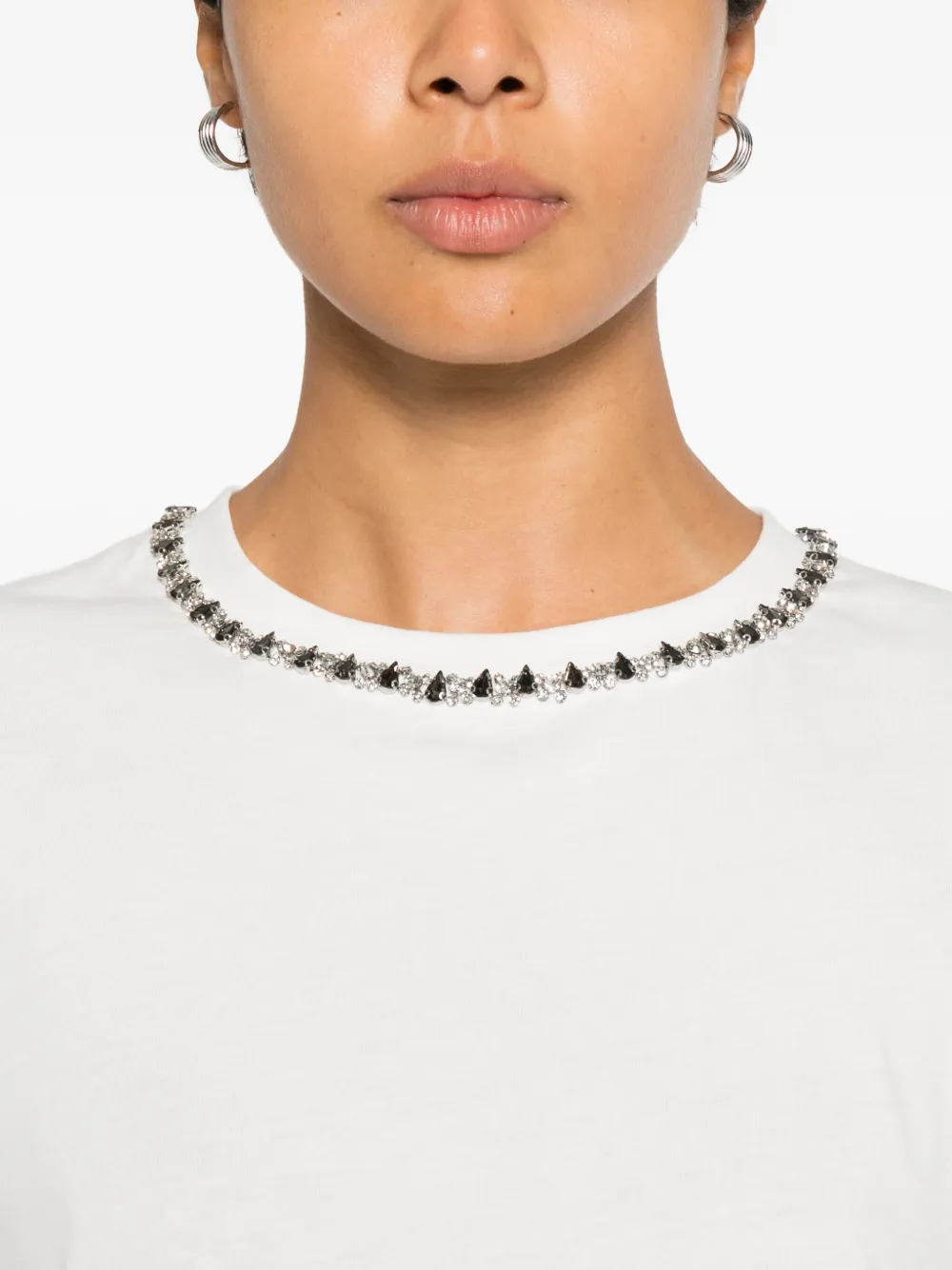 Ermanno Firenze Embellished Crewneck T-shirt In White