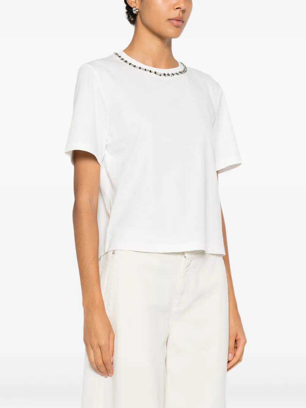 Ermanno Firenze Embellished Crewneck T-shirt In White