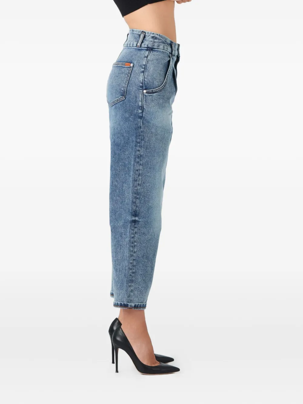 No44 Pleated Jeans In Blue