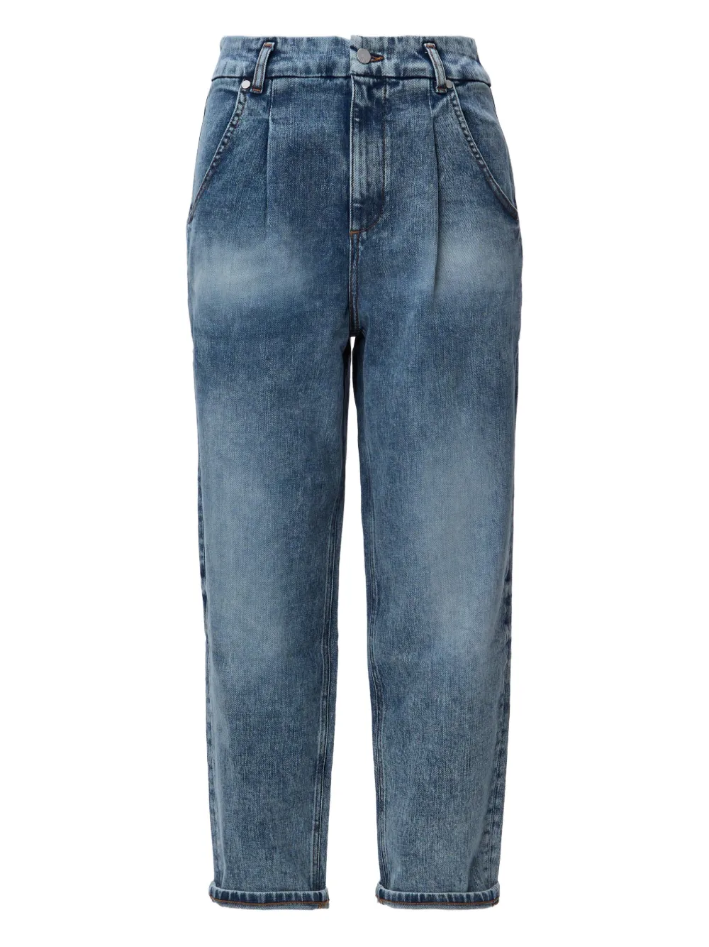 No44 Pleated Jeans In Blue
