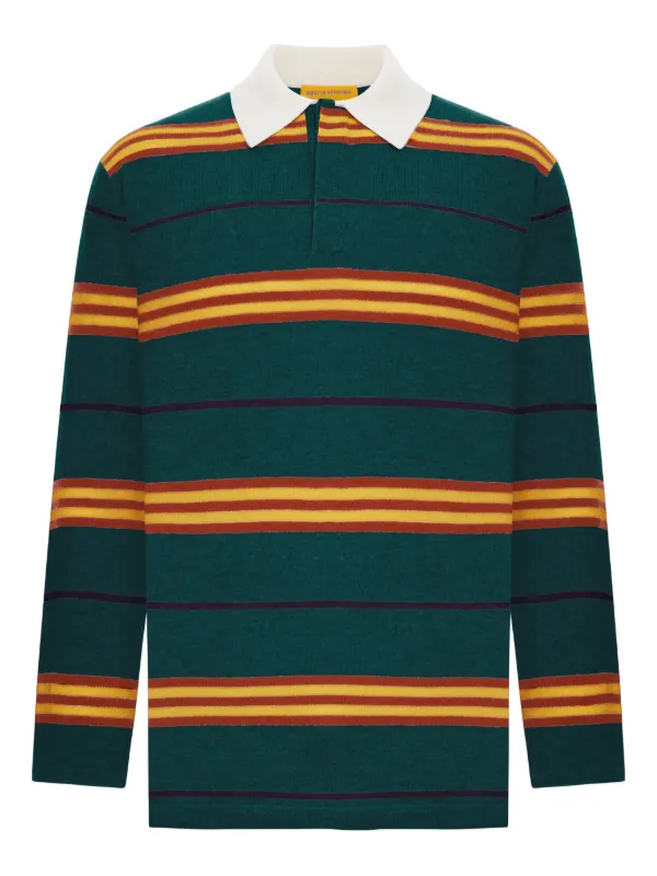 Guest In Residence Striped-pattern Long-sleeve Polo Shirt in Green