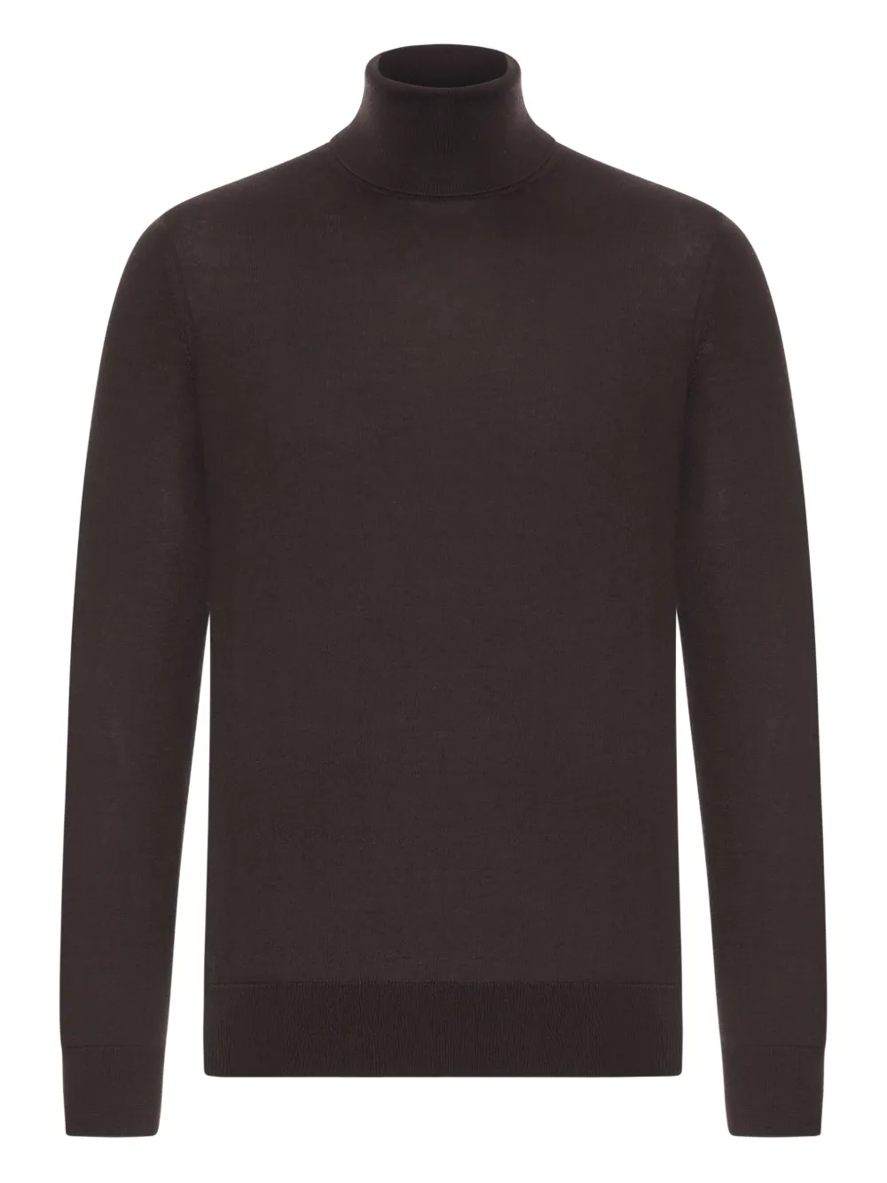 Zegna Turtleneck Ribbed-hem Sweater In Brown